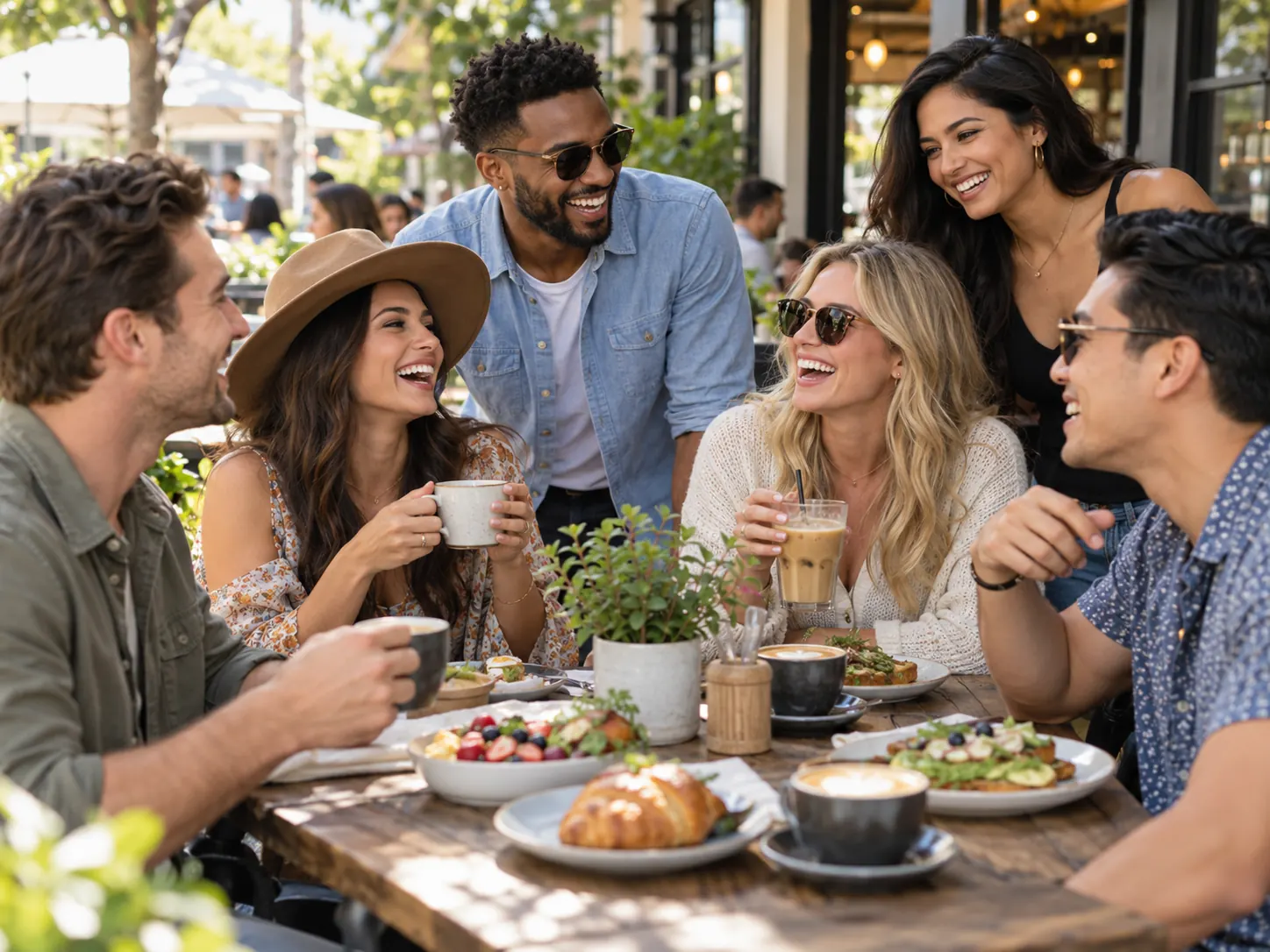 A neighborhood gathering place for a social routine